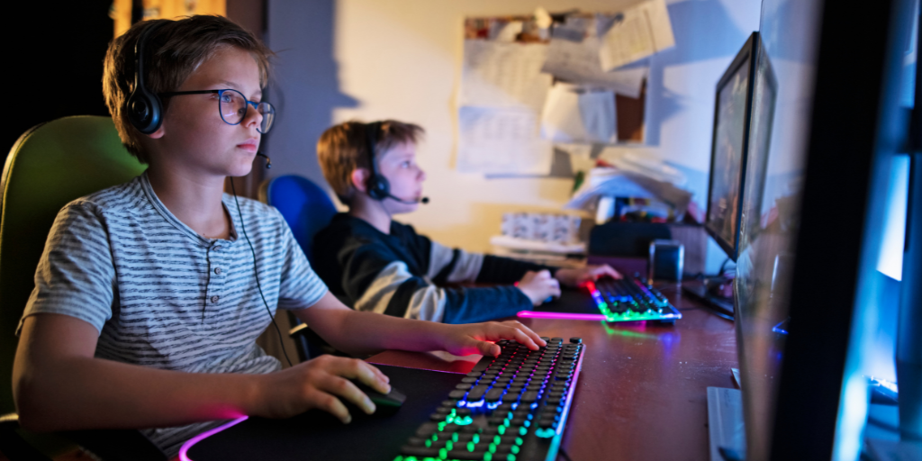 Children playing Minecraft