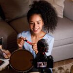 Makeup influencer recording video