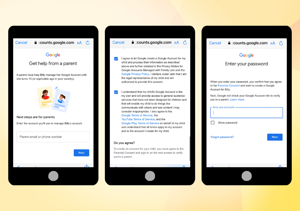 Google setup flow through the BrightCanary app