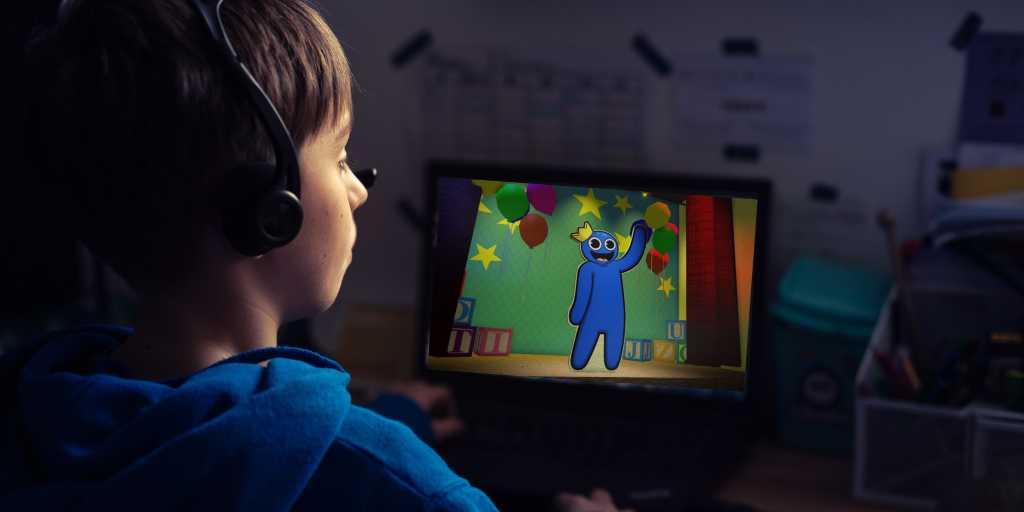 Child playing Roblox Rainbow Friends