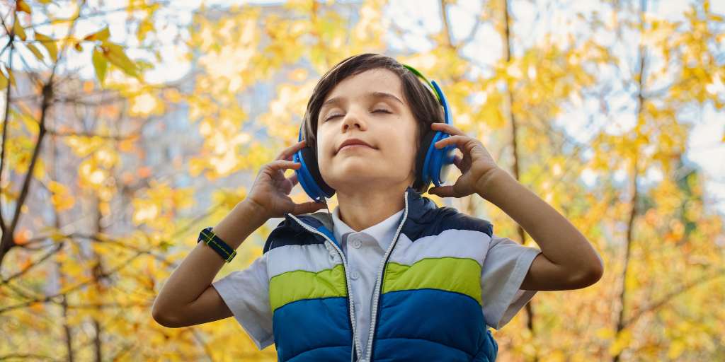 Child listening to music