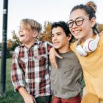 Group of tweens outside