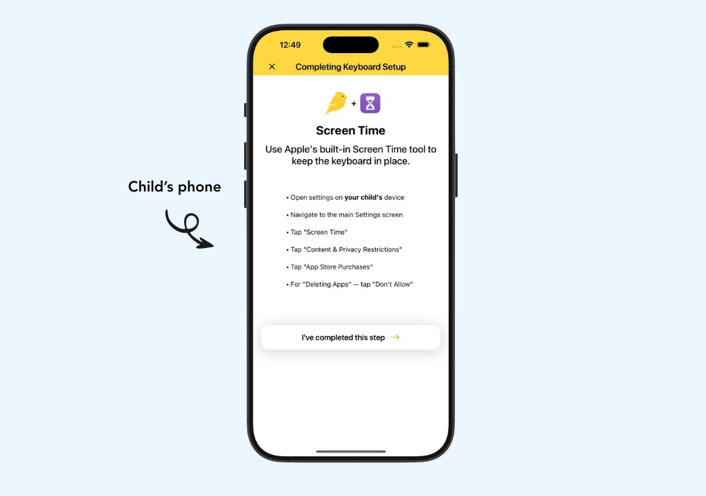 Setting up Screen Time on child's device