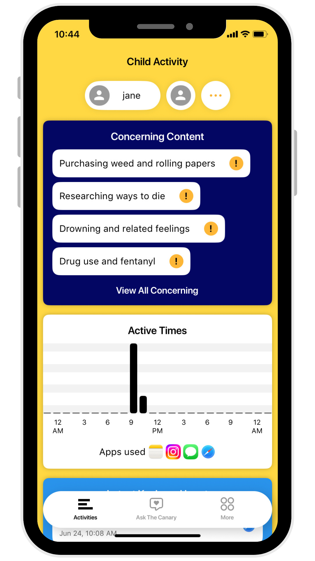 product tour phone screen - dashboard