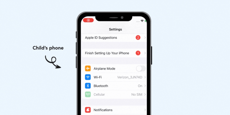 GIF showing how to keep BrightCanary from being deleted with Apple Screen Time settings