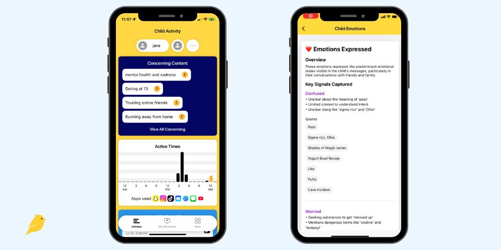 How BrightCanary app shows child emotional well-being insights