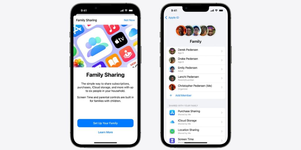 Screenshot of Apple Family Sharing