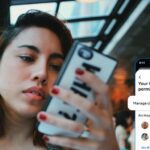 Teen girl using Meta AI on iPhone